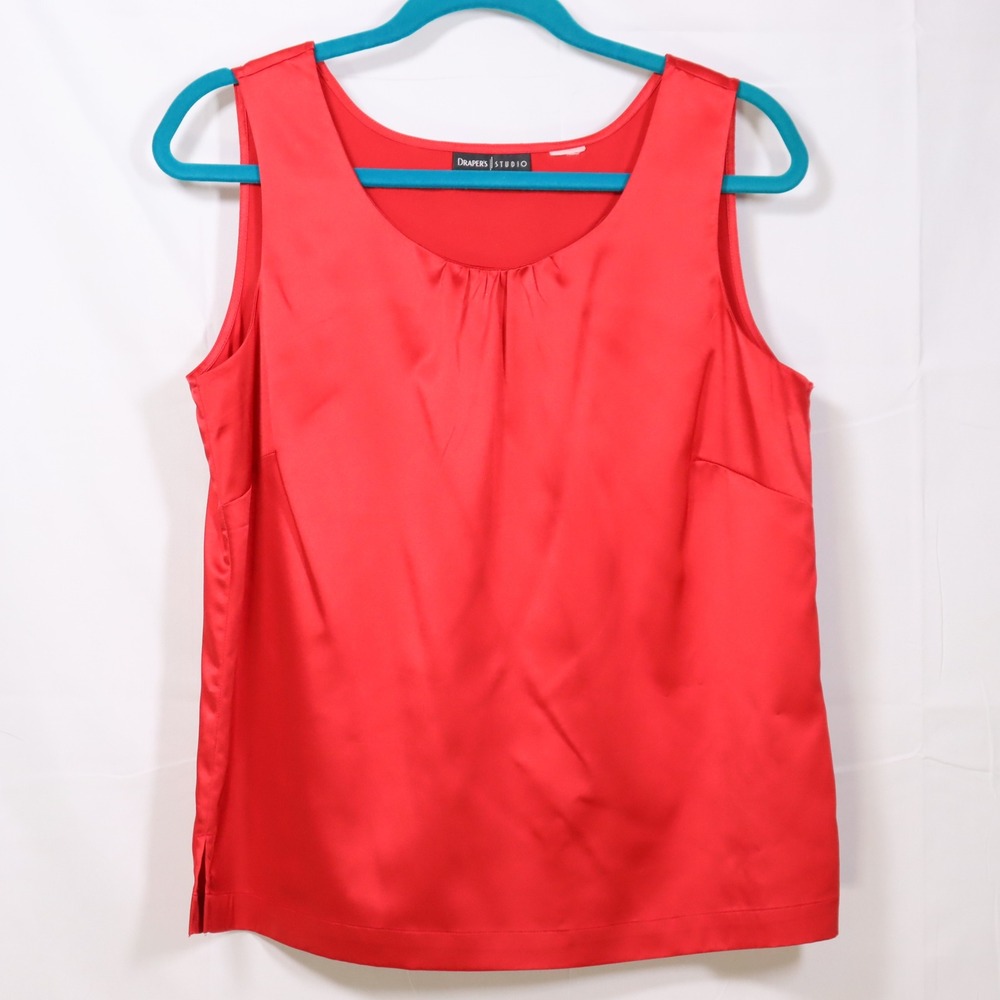 Draper's Studio Satin Tank Top M Red Womens Office Classic Blouse
